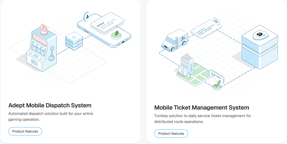 AMDS and MTMS product cards with illustrations and feature links.