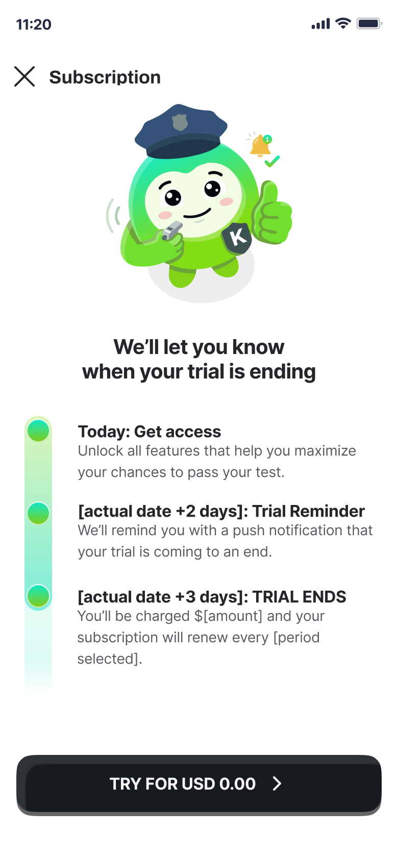 See when the trial ends and how reminders work.